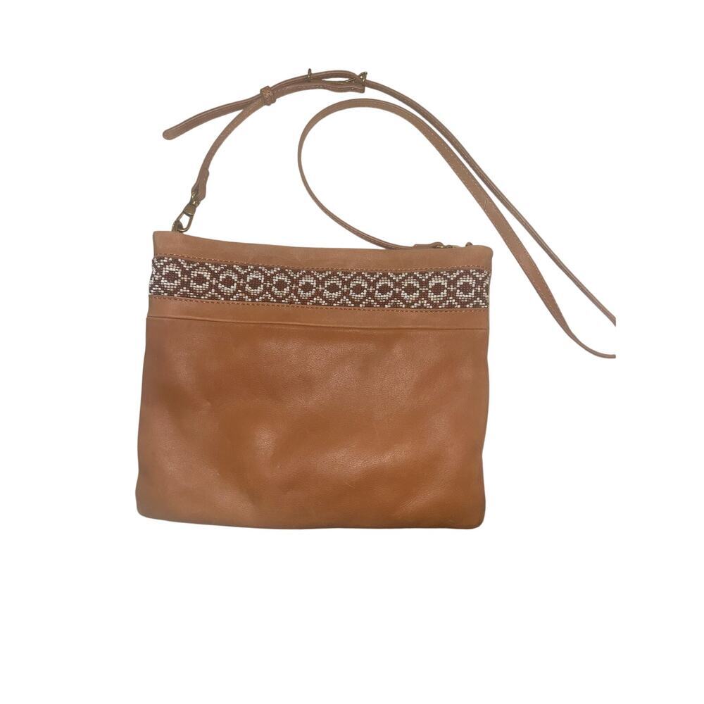 The Sak Cognac Leather Beaded Crossbody Bag Boho Festival Purse